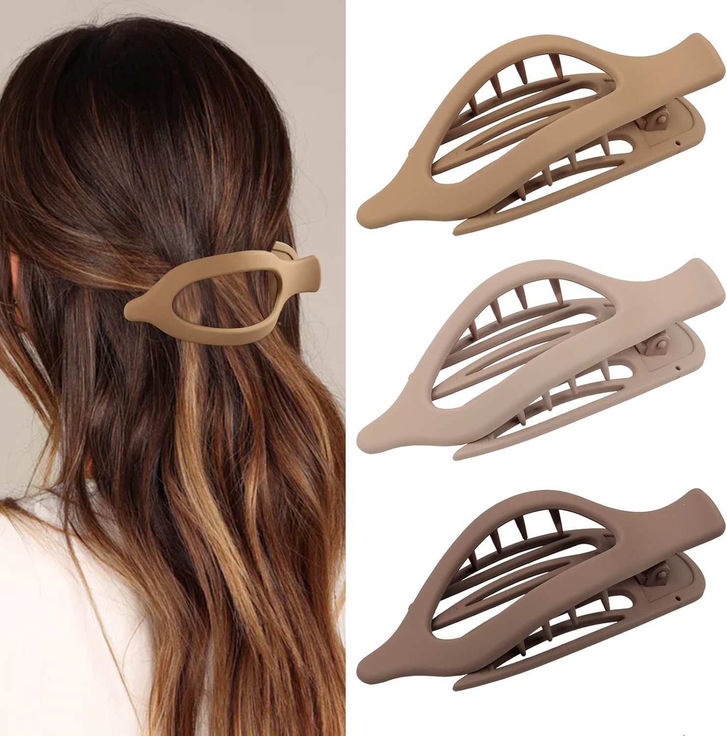 Blooms Hair Claw Clip, Large, Pack of 3 Hair Clips, Women'S Thin Hair, Non-Slip Matte Hair Claw Clip, Hair Accessories for Women and Girls