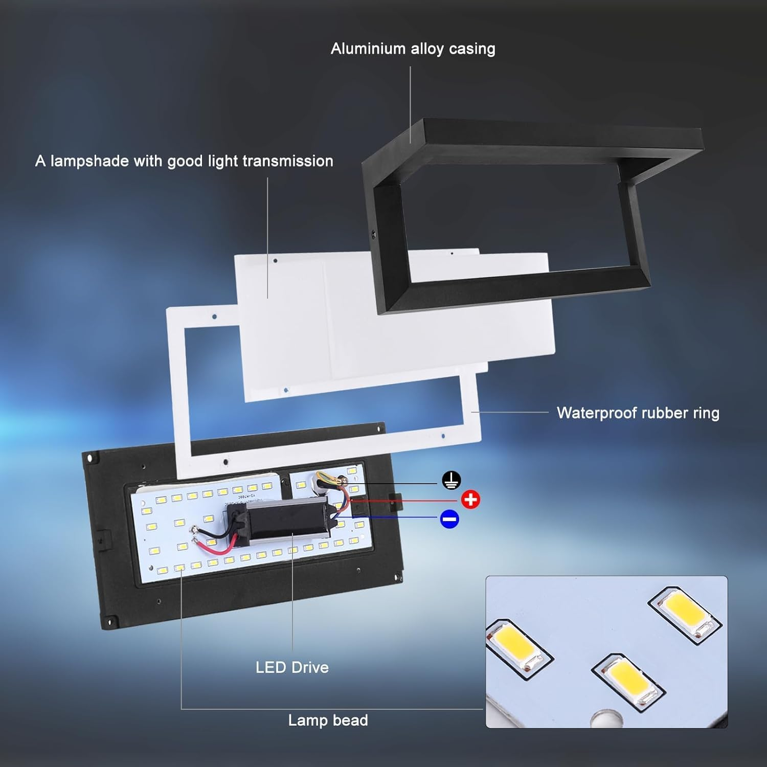 LED Wall Light 18W Waterproof Outdoor Lamp Exterior Lights Yard Modern with Sensor for Staircase Lighting, Garden Light, House Entrance, Patios, Walls, Paths (Cool White) image number 1