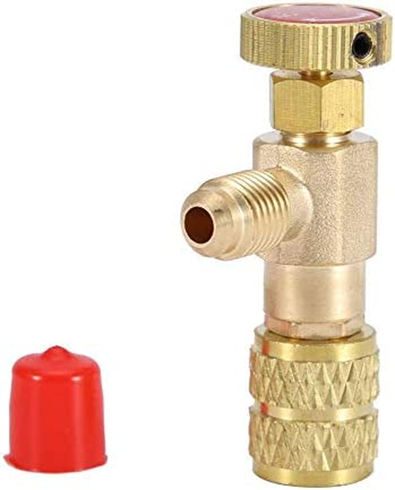 2Pcs Liquid Safety Valve R410A R22 Air Conditioning Refrigerant 1/4" Safety Adapter Refrigerant Charging Valve