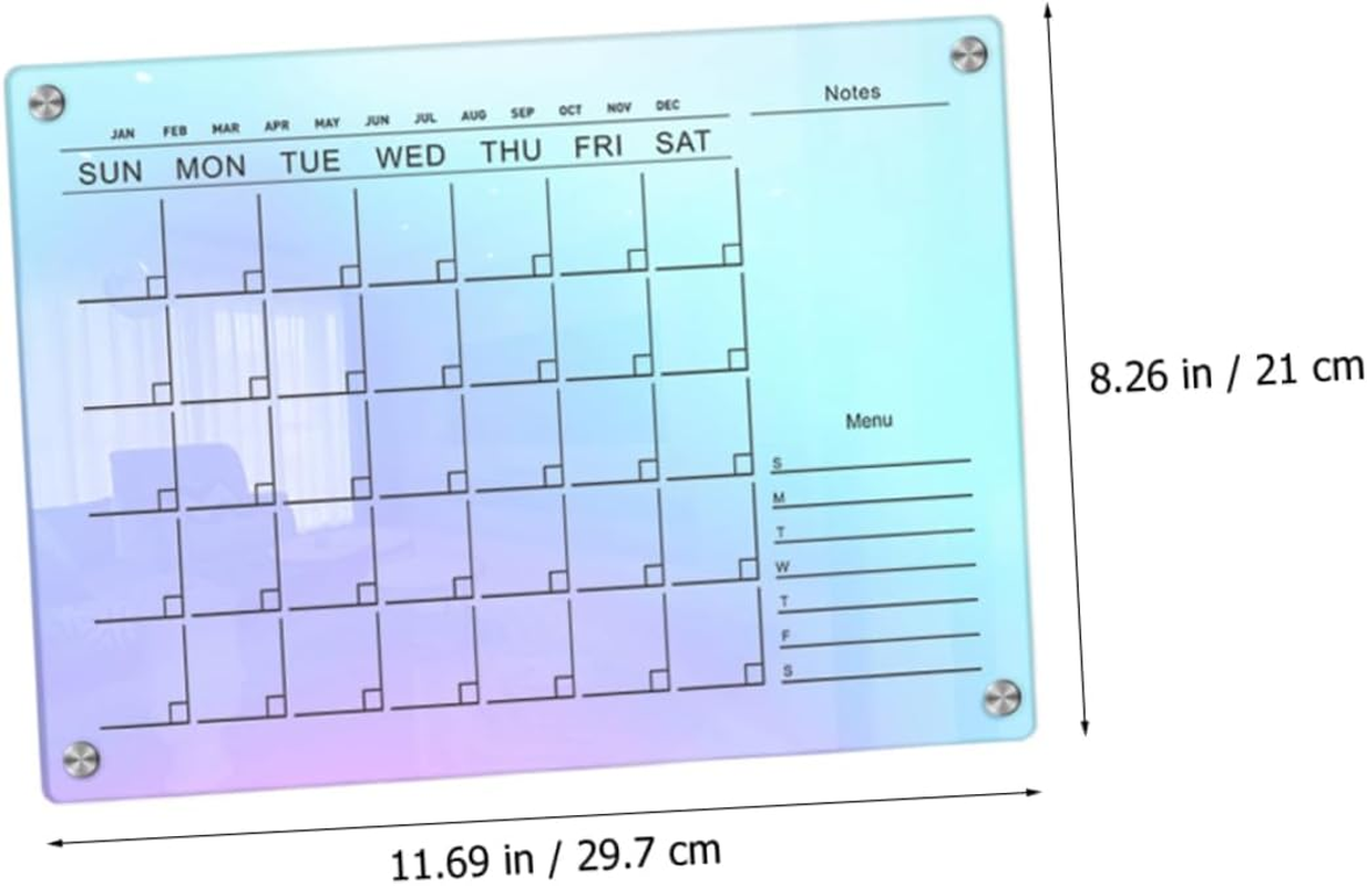 STOBOK Sturdy Acrylic Magnetic Fridge Calendar Dry Erase Board Wall Fridge Accessory image number 2