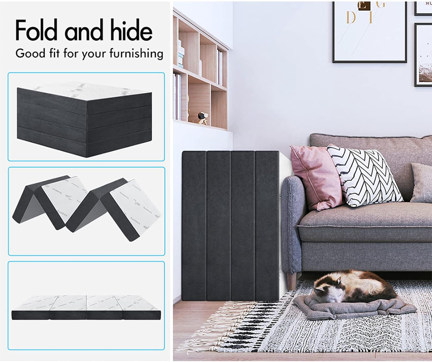 STARRY EUCALYPT Folding Mattress 180Cm X 70Cm X 10Cm Foldable Sofa Lounge Mat Pad Portable Single Mattress Floor Bed in Bamboo White for Home Office Camping and Travel Use(4B Bamboo White) image number 7