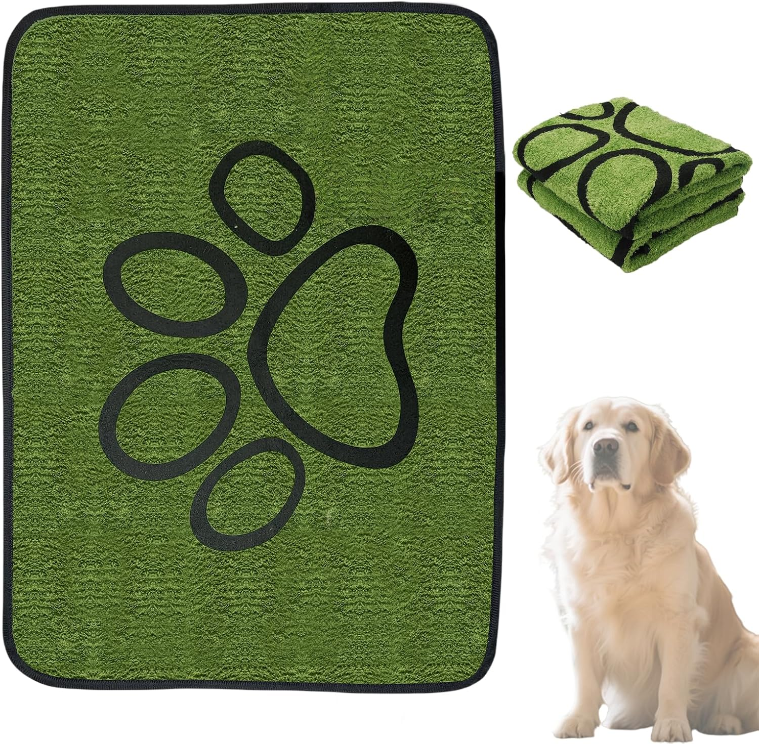 Jeyzuroa 1 Pack Washable Puppy Pads - Super Absorbent Reusable Pee Pads with Green Long Wool for Dog Potty Training (18"X24", Floor/Couch/Bed/Crate) image number 4