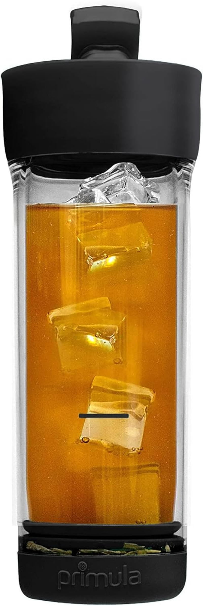 Primula Press and Go Iced Tea Maker, Travel Tumbler, Infuser Bottle, Leak-Proof Flip-Top Lid with Carry Loop, Dishwasher Safe, Made without BPA, 16-Ounce, Black, 1 Count (Pack of 1)