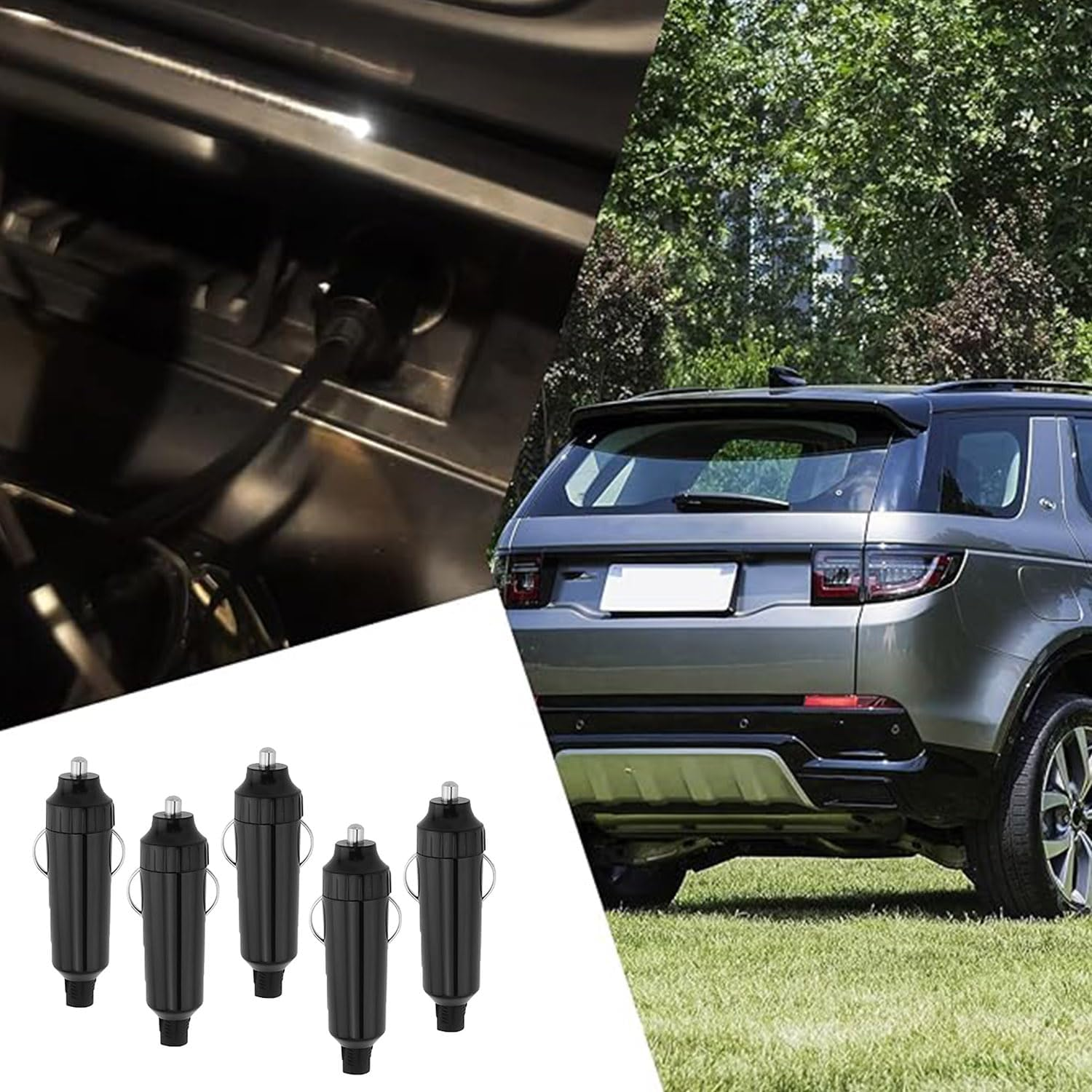 Roczential 5 Pack 20A 12 Volt Heavy Duty Car Cigarette Lighter Plug Suitable for Cables up to 16AWG Work -25 to +85C Black (Solder Only) image number 3