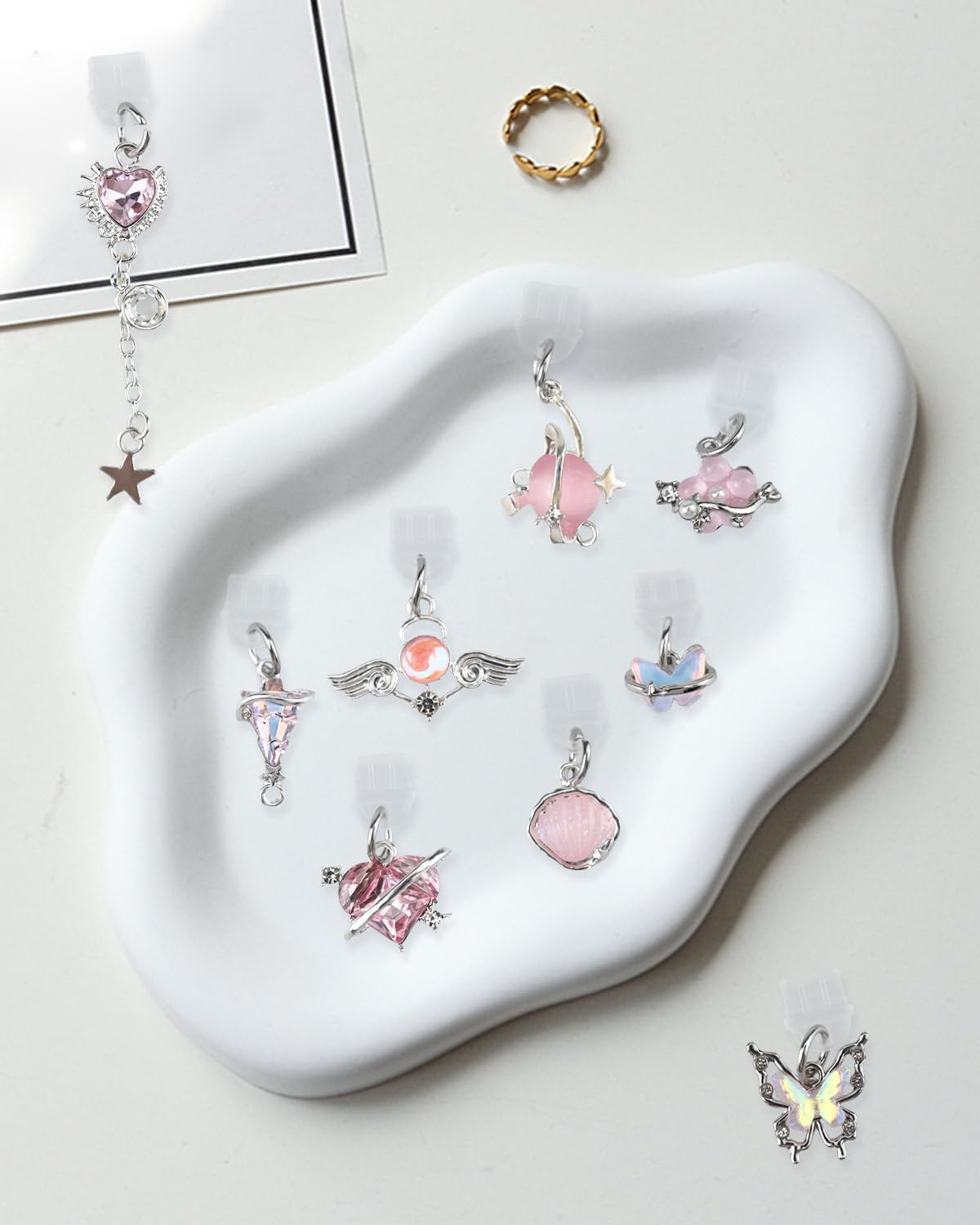 10PCS Charms for Kindle, Stylish Dust Plug Charm, Charging Port Cover for Phone Type C/USB C Phones Charms for E-Reader Lover Men Women Teachers Students image number 4