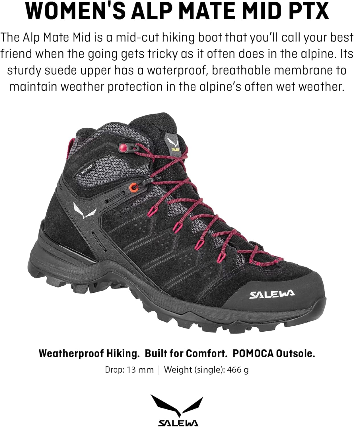 Salewa WS Alp Mate Mid Waterproof, Trekking & Hiking Boots Women'S image number 3