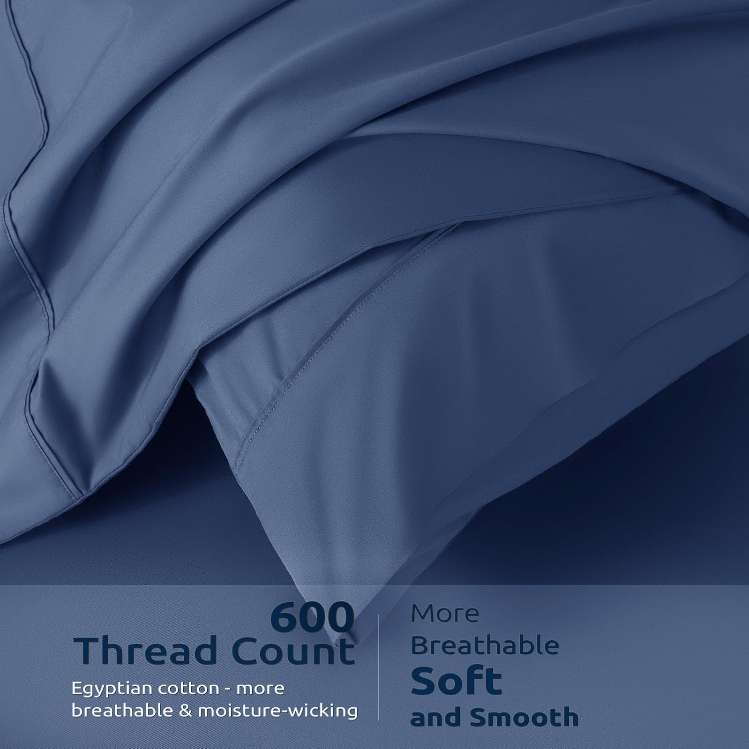 Shilucheng 100% Cotton Full Size Duvet Covers - 600 Thread Count, Luxury Sateen Weave Egyptian Cotton Comforter Cover with Zipper Closure & Corner Ties，Hotel Bedding Duvet Covers 3 Piece (Navy Blue) image number 6