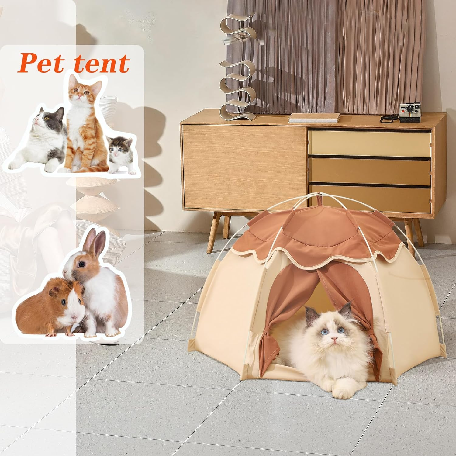 Gigreinc Cat Princess Tent for Indoor, Tiny Cat Tents,Kitten Tent Suitable for Samll Dogs,Pet Cute Cave Nest Dog Tents image number 6