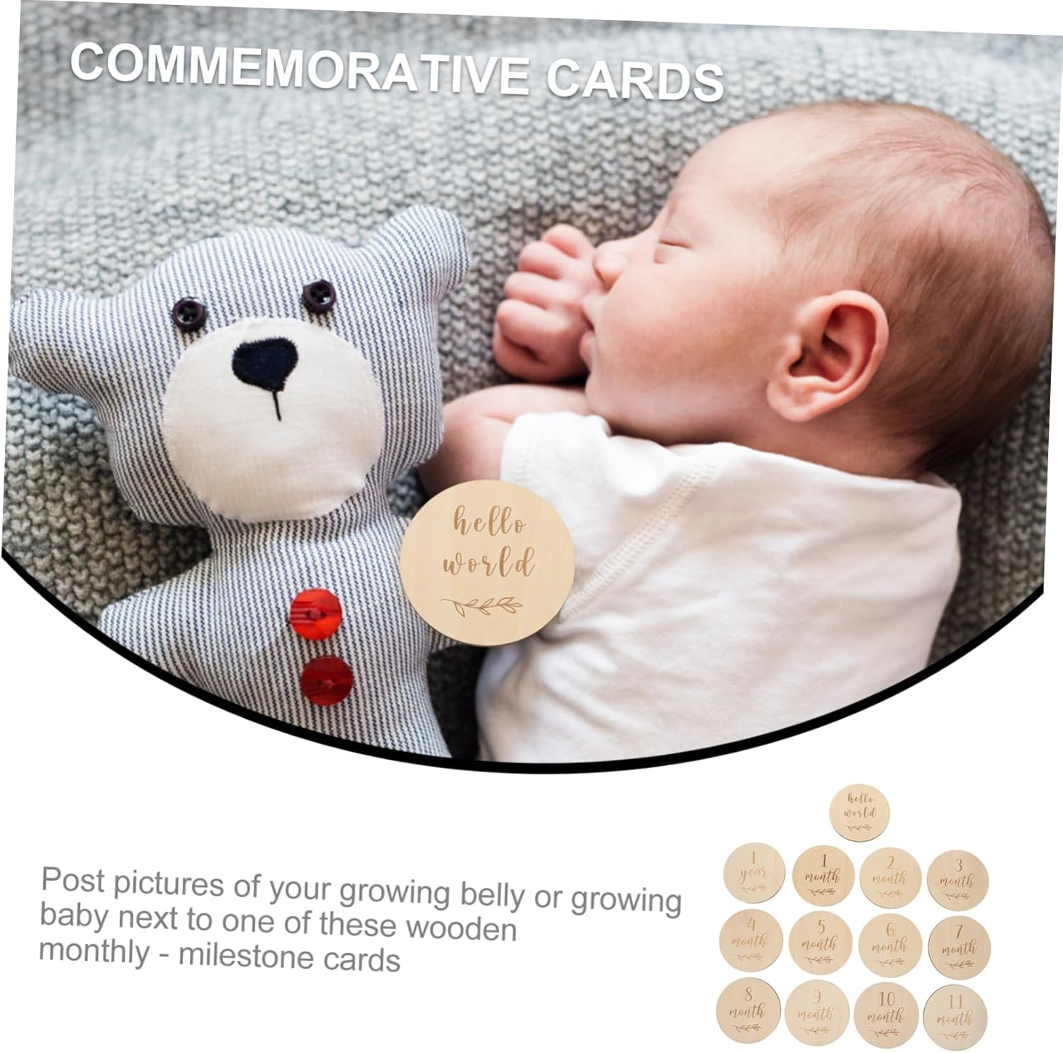 13Pcs Newborn Milestone Cards Monthly Growth Cards Wooden for Shower Gifts for First Year Photoshoot image number 5