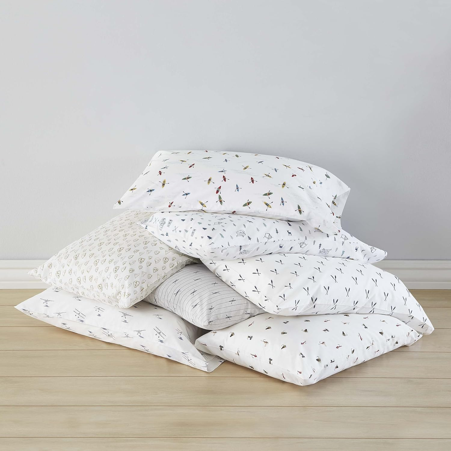 Eddie Bauer - Queen Sheets, Cotton Percale Bedding Set, Crisp & Cool Home Decor (Campout Dark Blue, Queen) image number 4