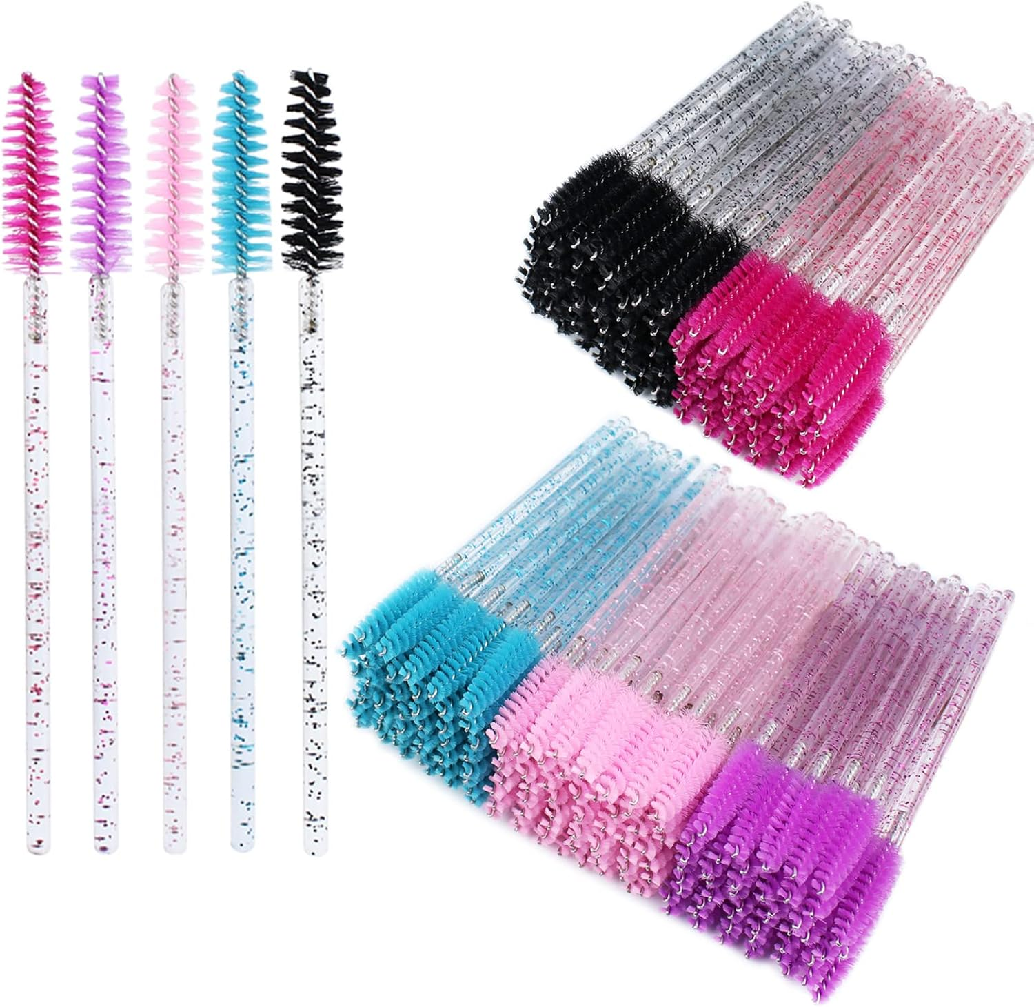 200Pcs Disposable Skinny Mascara Wands Mini Crystal Eyelash Brushes Thin Mascara Wands Micro Brush Lash Extension Supplies Lashes Extension Tools(Skinny-4Colors)