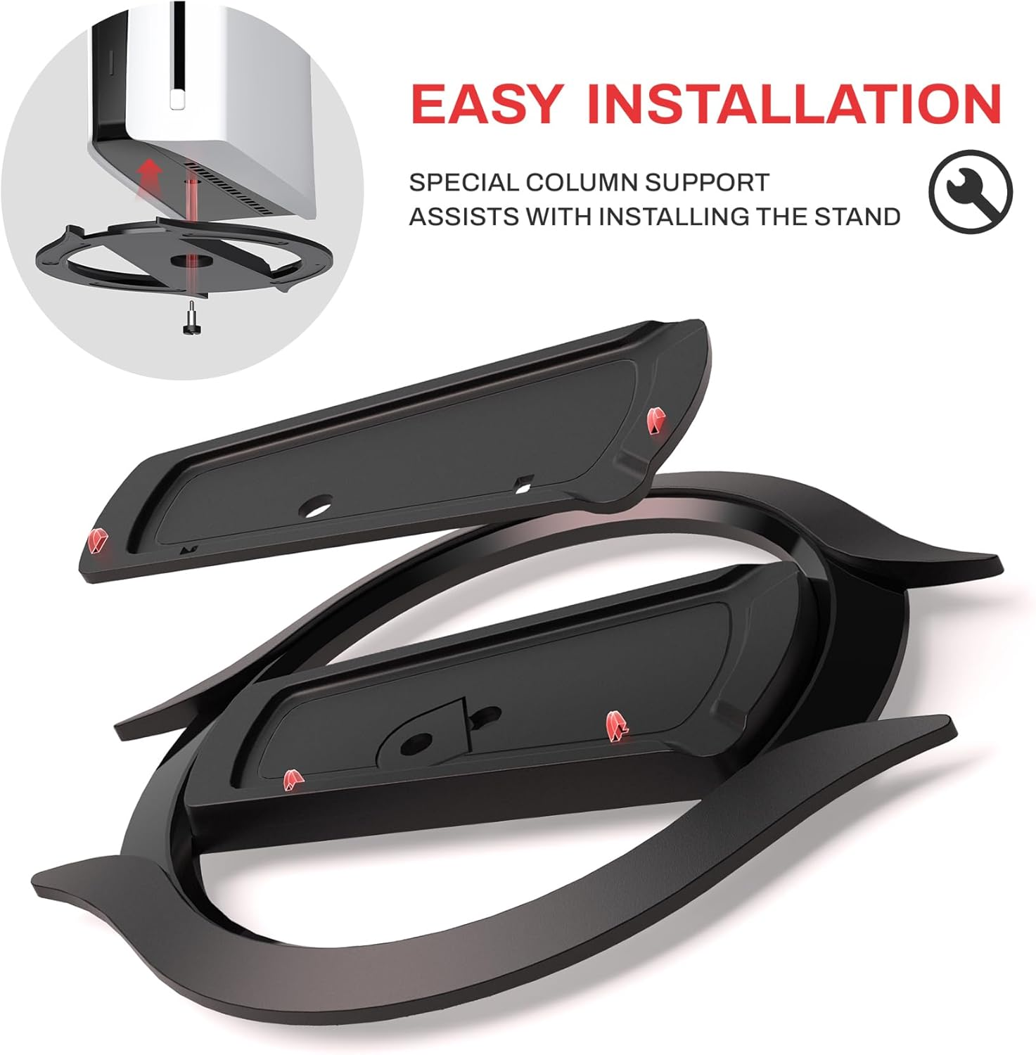 Playvital Vertical Stand for Ps5/Slim/Pro/Standard Console Disc & Digital, Space-Saving Holder Base Accessories for Ps5/Pro/Slim with Anti-Slip Pads, Enhanced Stability - Black - White image number 2