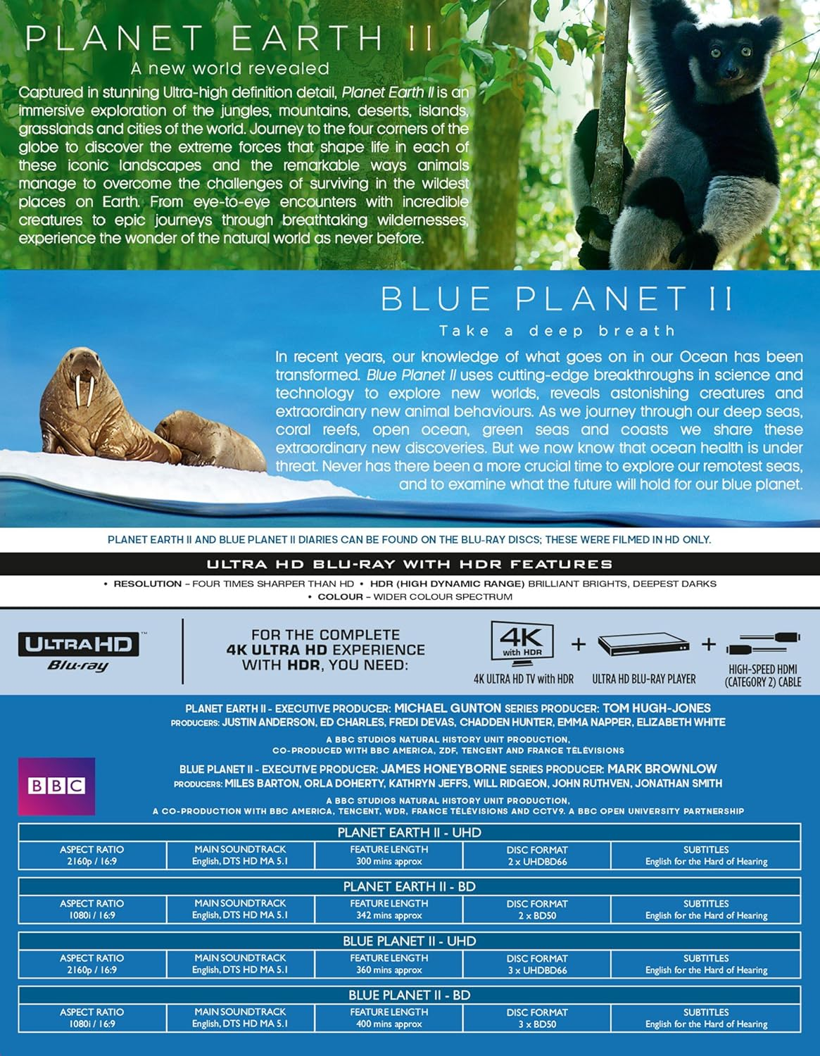 Planet Earth II & Blue Planet II Boxset [4K Blu-Ray] [2017] image number 1