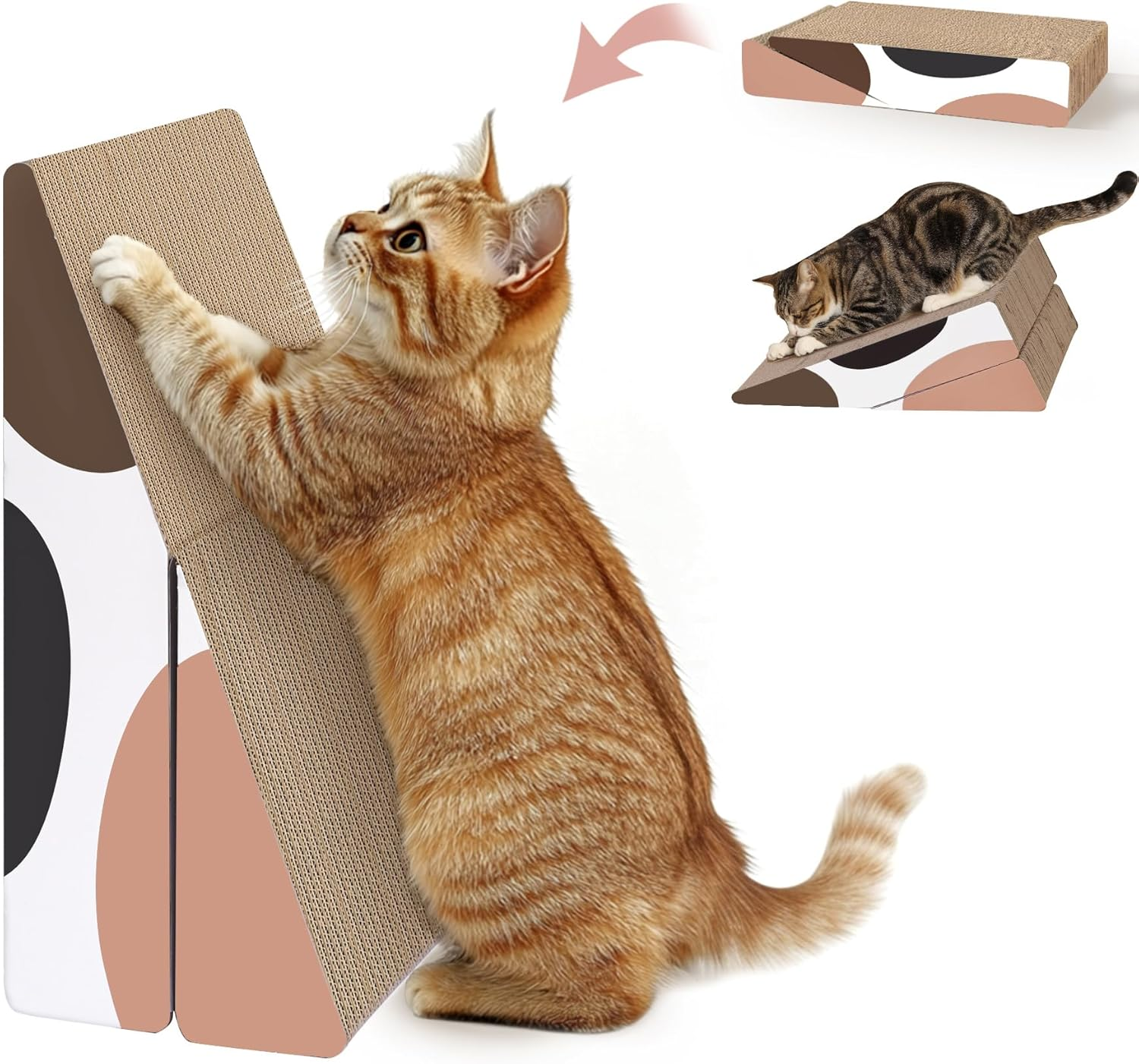 Comsaf Cat Scratcher Triangle, Foldable Cat Scratching Cardboard,Slope Corrugated Scratch Pad, Scratching Lounge Bed for Cat Kitten Kitty, Multiple Scratching Angles, Protecting Furniture, Reversible image number 5