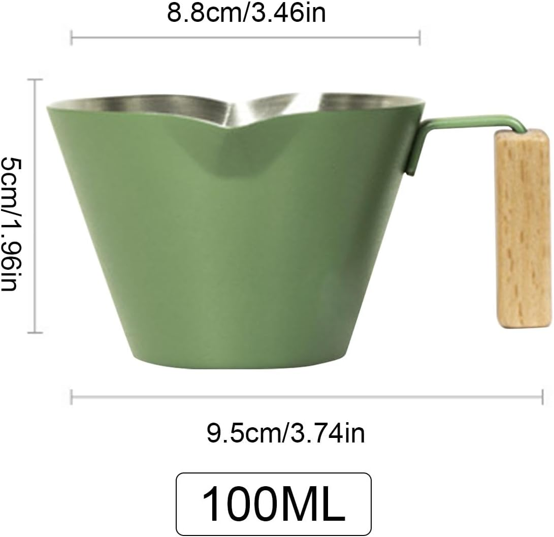 Espresso Extraction Cup | 100Ml Coffee Measuring Cup | Espresso Shot Pitcher, Double Spout Metal Measuring Cup, Stainless Steel Pouring Cup for Tea, Bar, Milk - Light Green image number 2