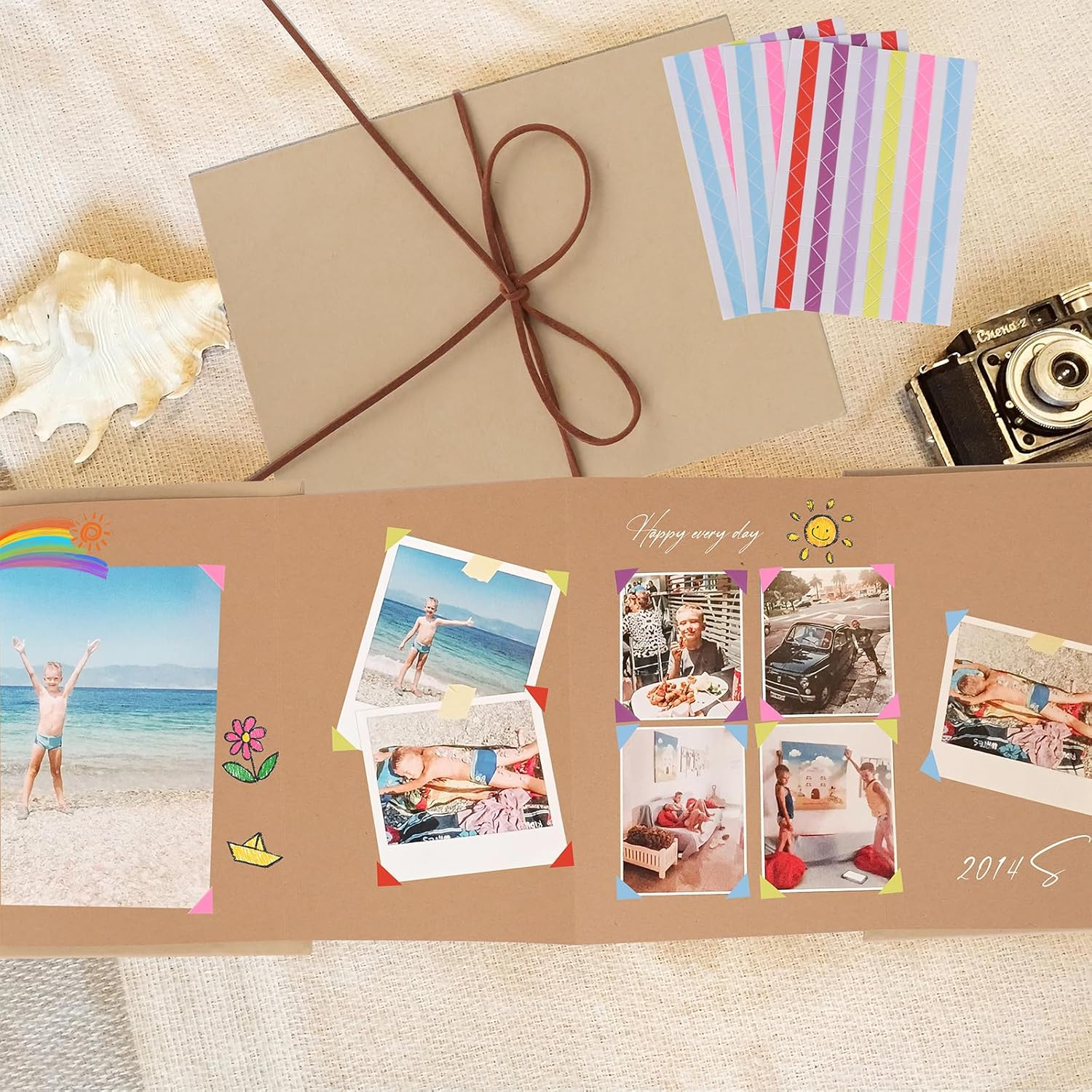 Picture Album, Photo Album to Design Yourself, Accordion Fold Collector'S Album, Suitable for Pregnancy Diary, Poetry Album, Children'S Wedding, Postcard Album (18 X 12.5 Cm) image number 4