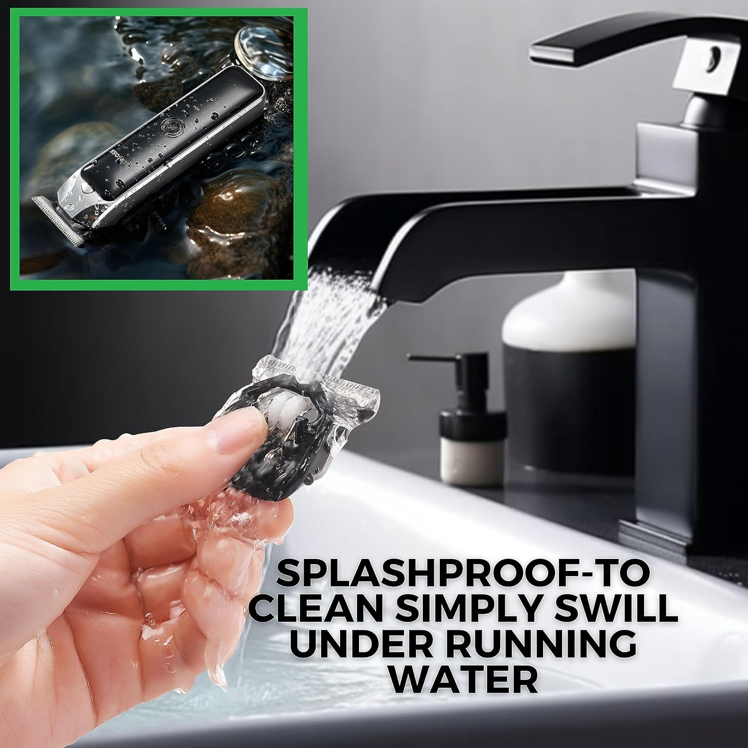 Barberboss Professional Facial Groomer, Beard Trimmer, Hair Clipper Men, Detail Trimmer, USB Rechargeable, Red/Green Light, Stainless Steel T-Blade, QR-2090 image number 4