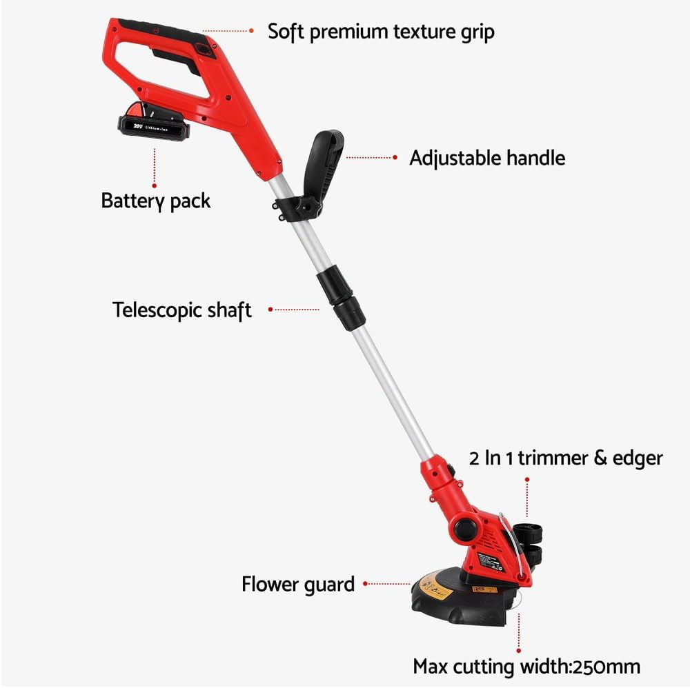 Giantz 20V Cordless String Trimmer Weed Wacker, Electric Weed Eater Grass Cutter Snipper for Lawn and Garden Edger
