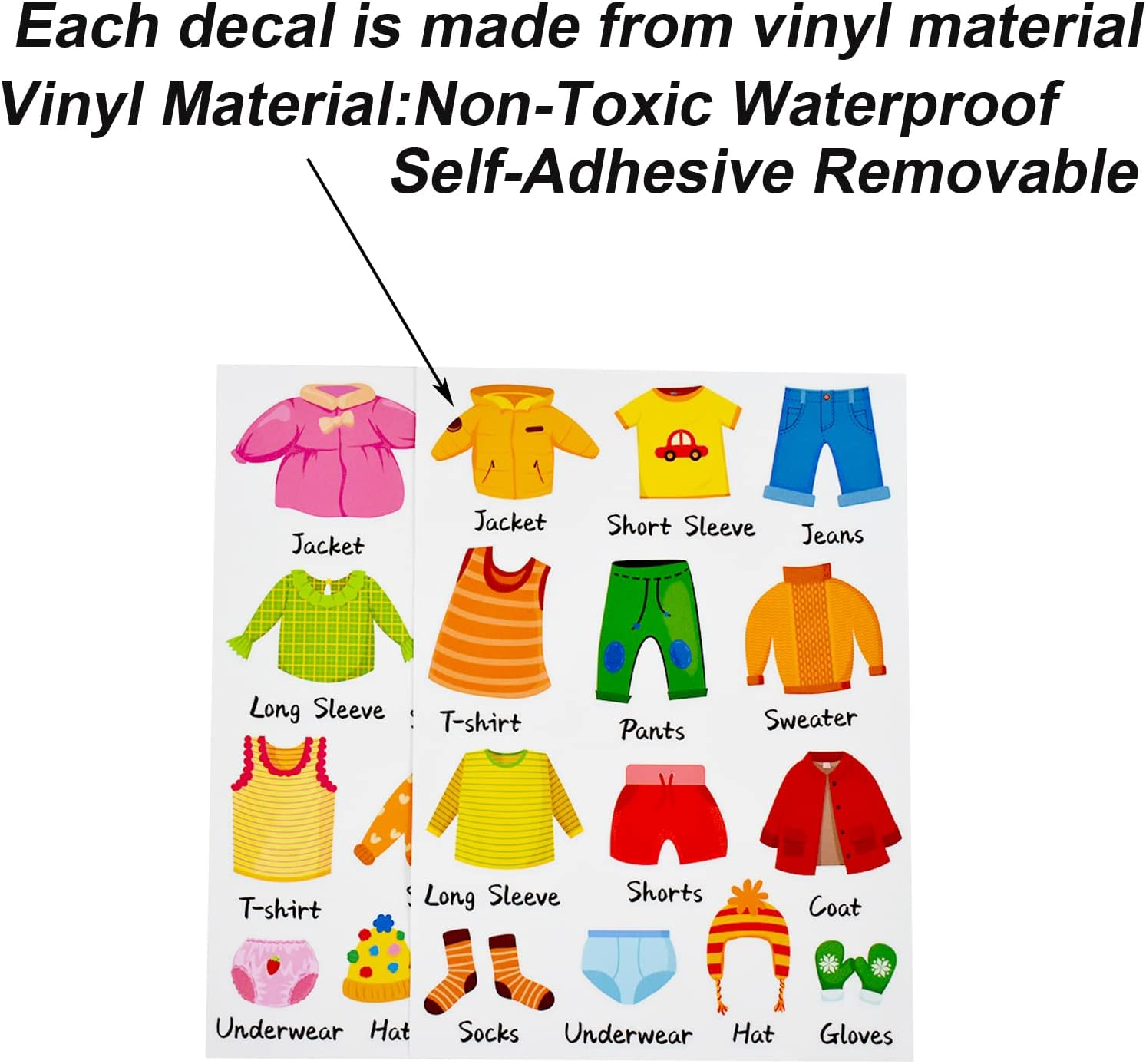 Maydahui 26Pcs Girl'S Boy'S Dresser Clothing Decals Clothes Sort Wall Sticker Removeable Clothes Classification Label for Wardrobe Closet Drawer Organizing Home Bedroom Decoration Nursery Decor image number 2