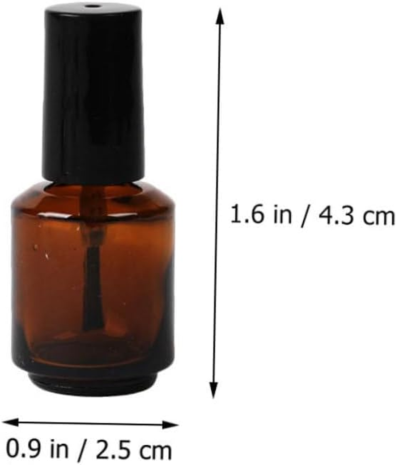 Beavorty 15Pcs Empty Refillable Glass Nail Polish Vials Brush Brown Tea Bottles for Nail Art Glass Bottles for Craft image number 3