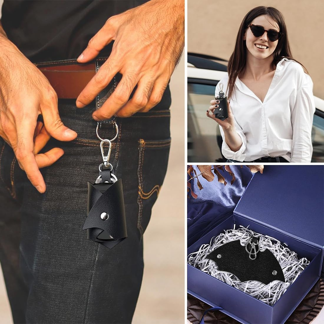 2 Pieces Bat Shaped Car Keychain, Creative Motorcycle Keychain, PU Leather Keychain, Personalized Keychain, Women Man, Key Holder Car Accessories, Black image number 1