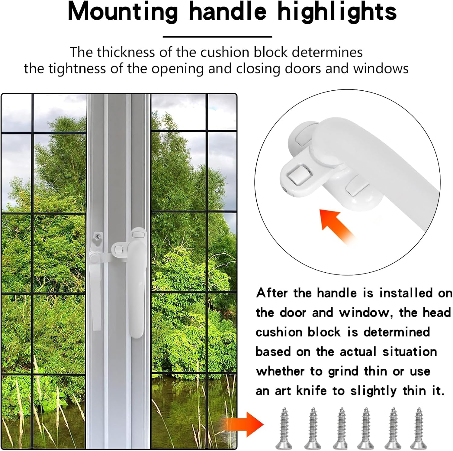 2 Pieces Aluminum Window Handle, Window Handle, Alloy Window Handles, Stainless Steel Sliding Interior and Exterior Window Handle for Door Windows image number 2