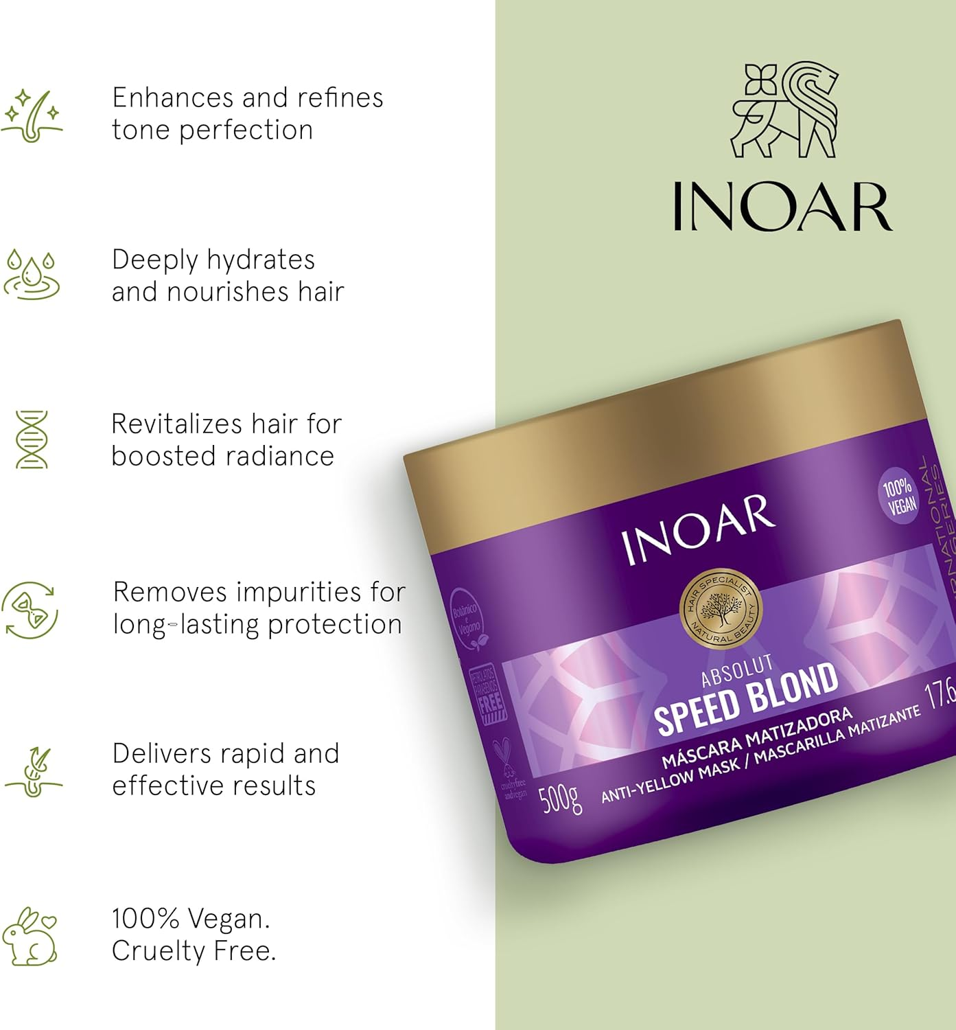 Inoar Speed Blond Hair Mask 8.8Oz/250G image number 5