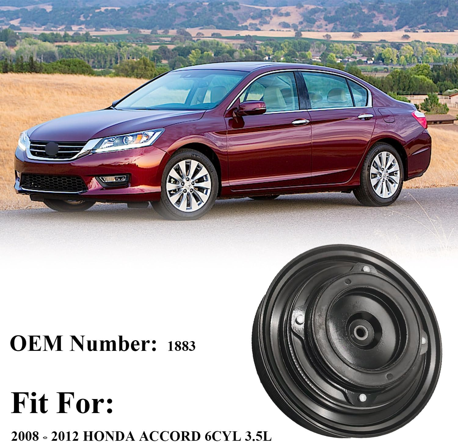 A/C Compressor Clutch Assembly Kit Plate Pulley Bearing Coil 1883 Replacement for 2008-2012 Honda Accord 6CYL 3.5L, AC Air Conditioning Compressor Clutch Coil Auto Repair Kit