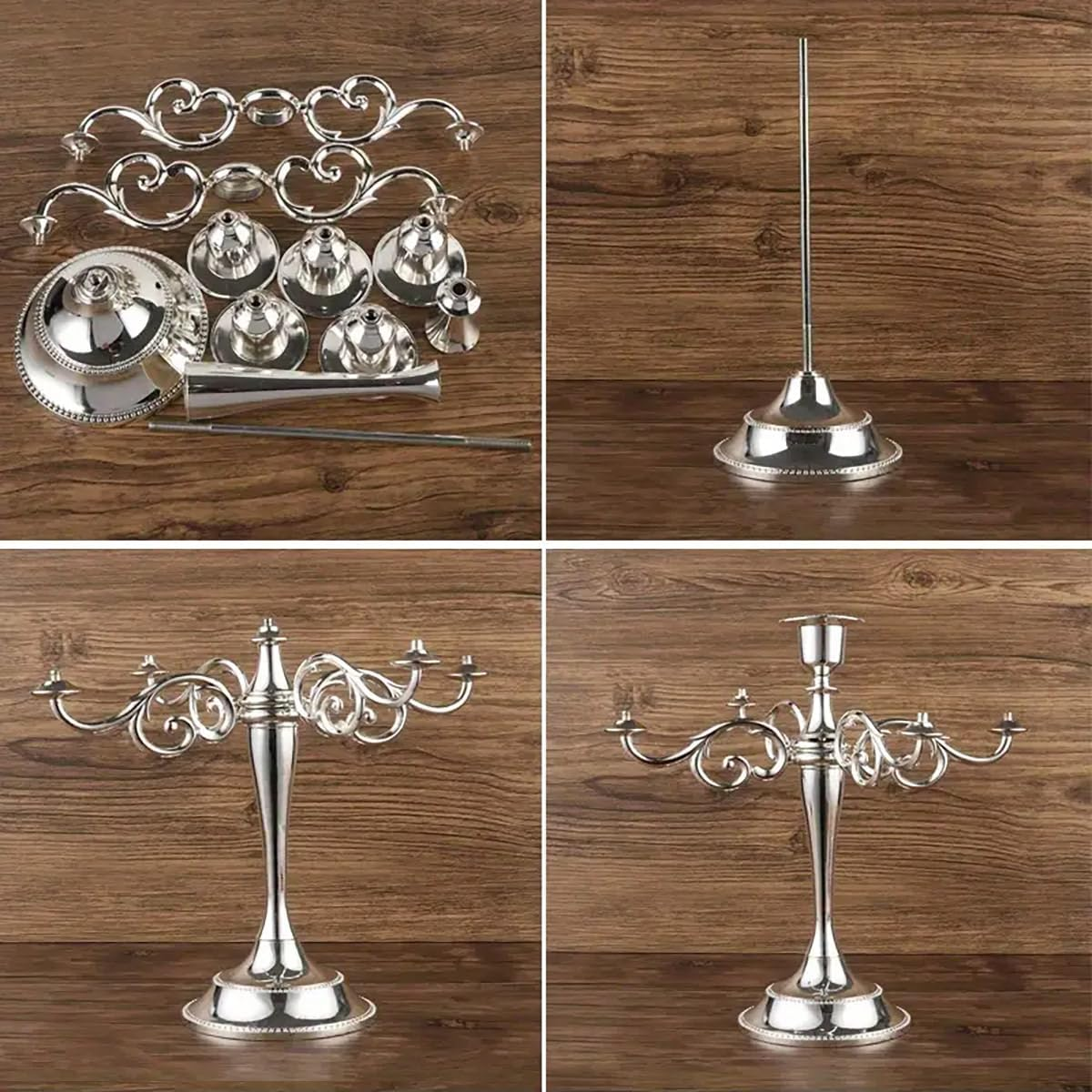 AIMALL European Retro Candlestick Decorations for Weddings and Home Decorations, Three Colors of Metal Candlesticks, Suitable for Events and Catering image number 2