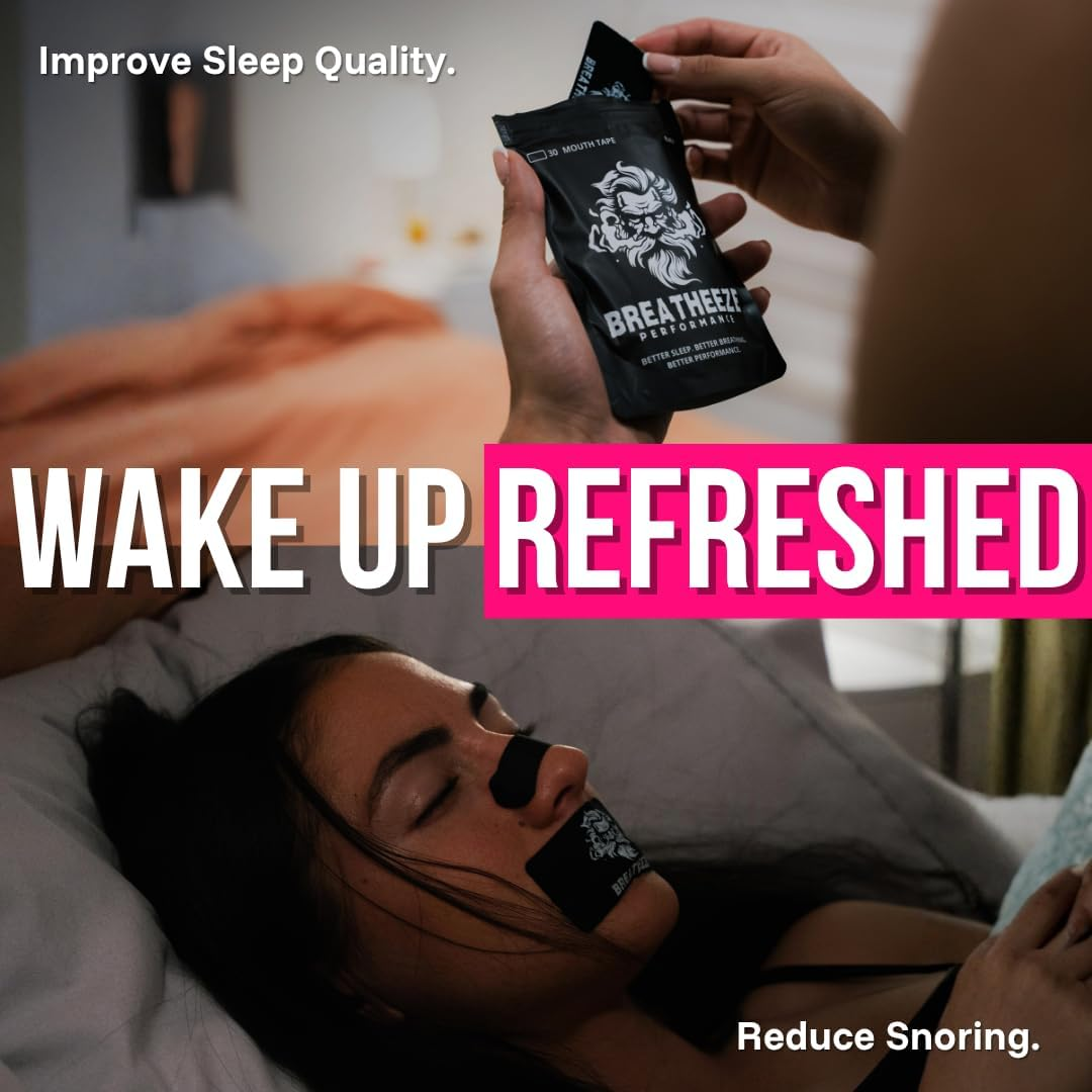 Breatheeze Bundle (90Pcs) - Extra Strength Strong Hold Nasal Strips and Mouth Tape for Snoring, Breathing, Exercise, Sleep, Recovery and Performance | Breathe Better, Breathe Right and Perform at Your Best | Bundle VALUE PACK image number 6