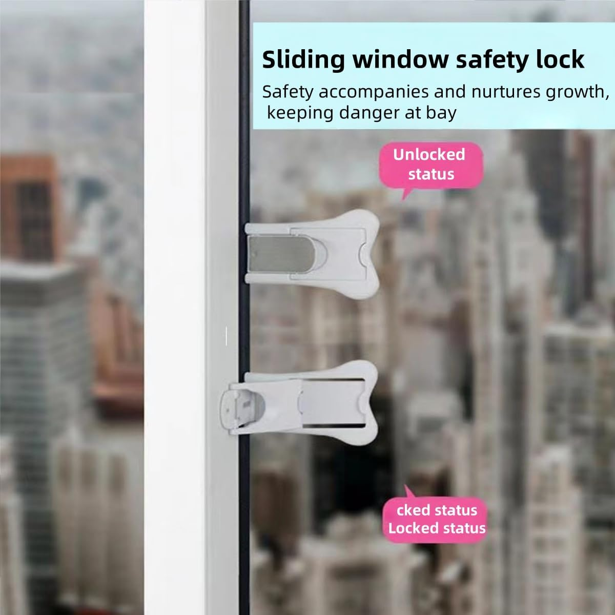 Gewaha Sliding Door Lock for Safety, Window Stoppers for Vertical Windows, Sliding Glass Door Lock for Proof (4 Pack) image number 1