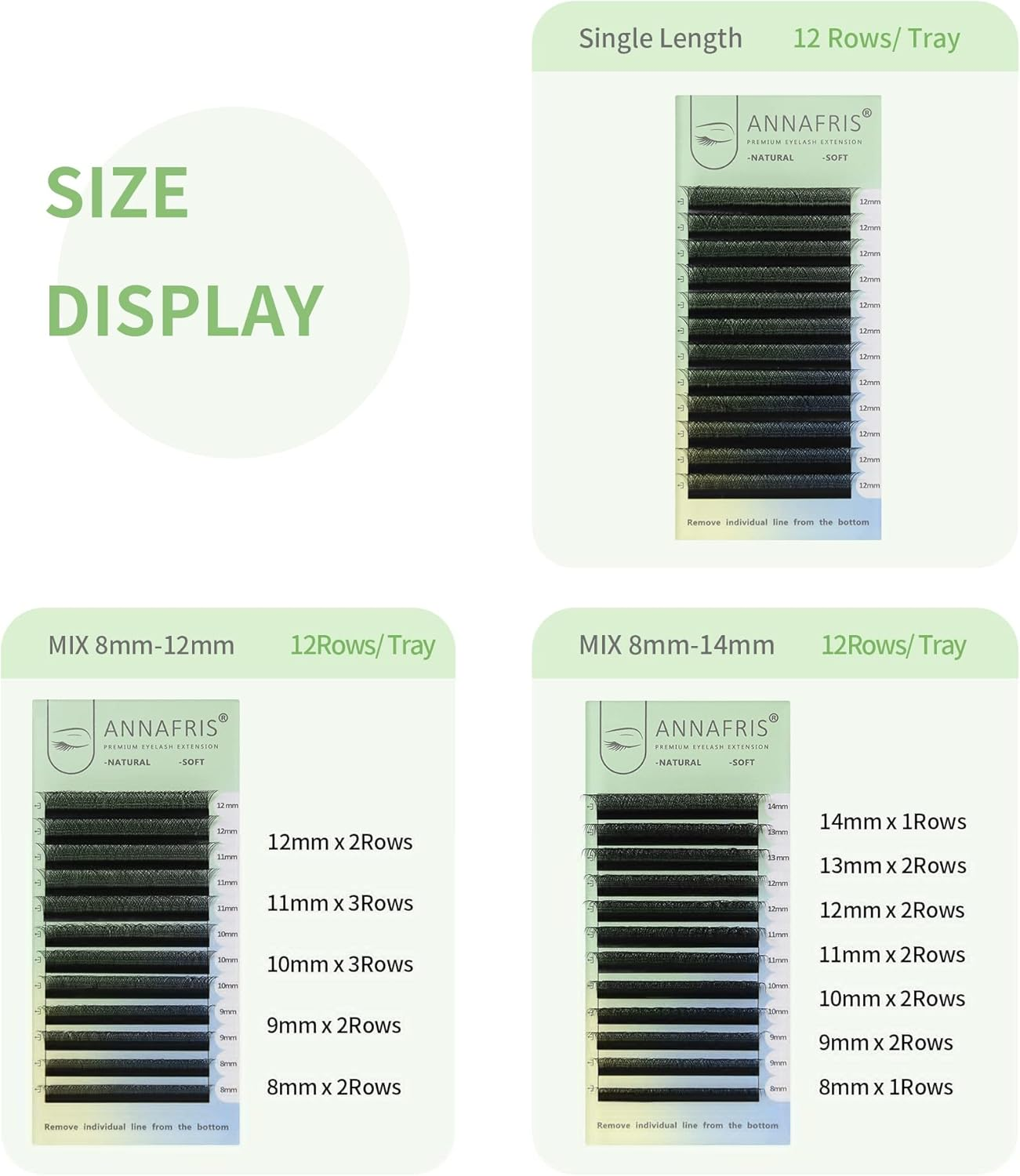 ANNAFRIS 3D Premade Fan W Shape Clover Eyelash Extension Volume Self Fanning Lashes Extensions Makeup Supplies Professional Use (0.07-D 11Mm) image number 4