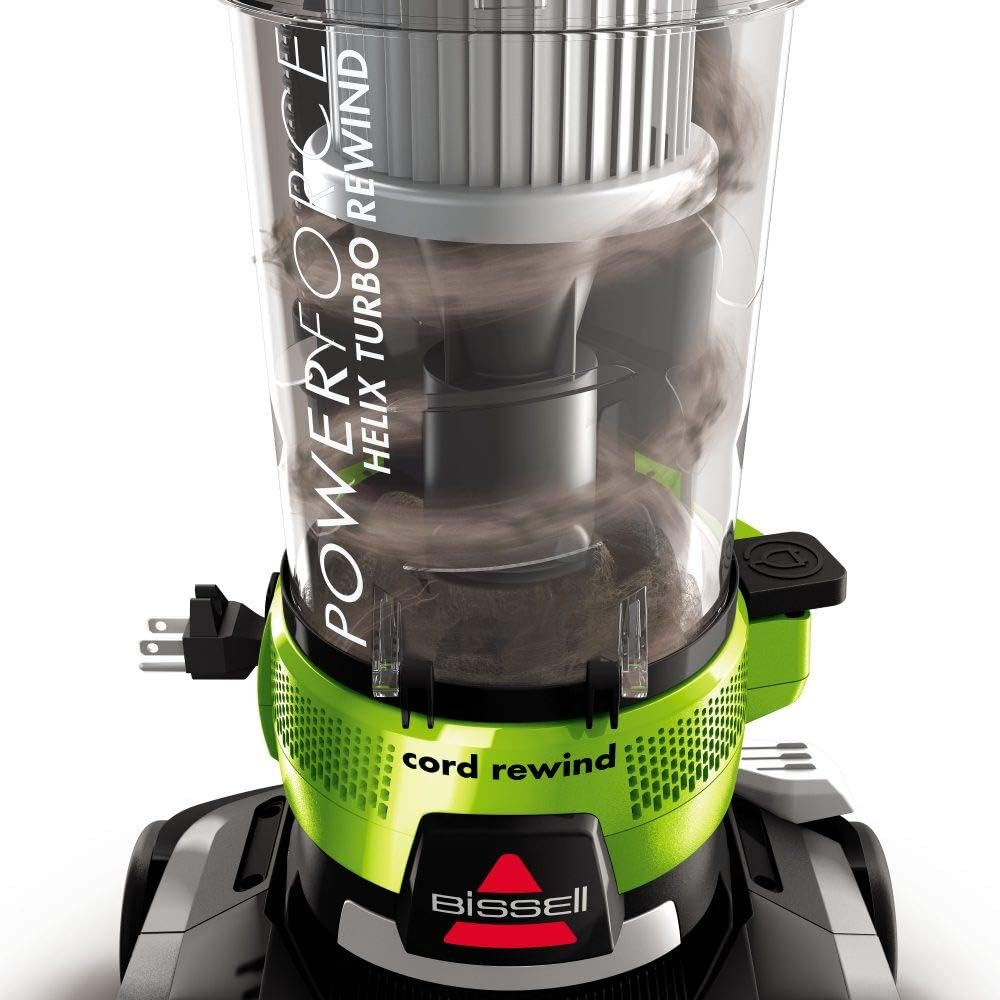 BISSELL Powerforce Helix Turbo Rewind 2261F | Upright Bagless Vacuum with Automatic Cord Rewind, Powerful Pet Hair Pickup, Specialized Tools, Large Dirt Tank, Adjustable Brush Height