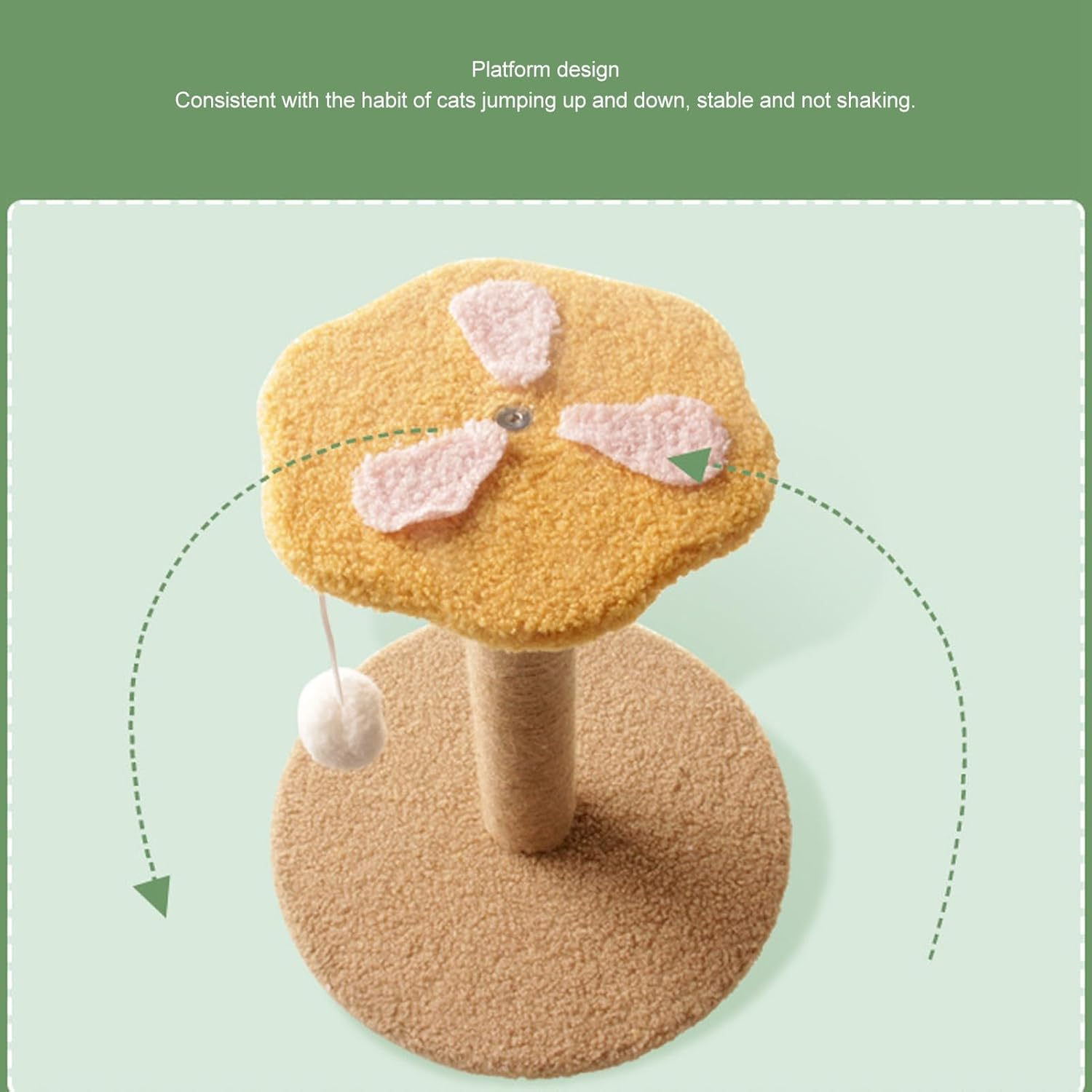 Cat Scratching Post Sisal, Cat Catching Post Interactive Stable Climbing Frame with Plush Ball for Jumping Sleeping Entertaining, Easy to Clean image number 2