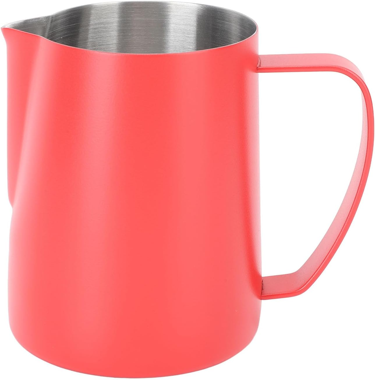 SOULONG Milk Frothing Jug, 600ML Stainless Steel Coffee Frother Cup Pitchers with Measuring Scale and Pointed Spout for Espresso Machines Latte Art Cappuccino Milk Tea (Red)