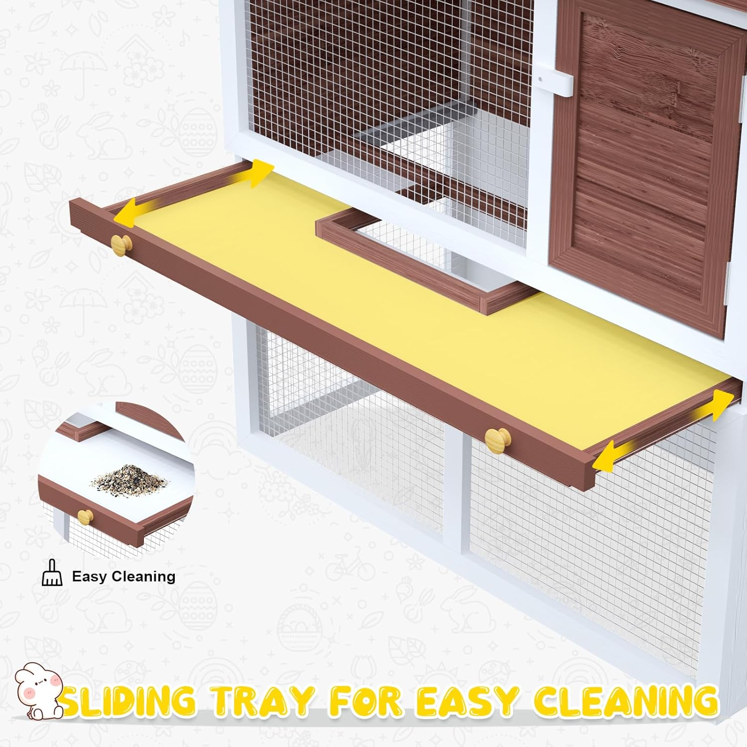 Advwin Rabbit Hutch Bunny Cage, 2 Storey Wooden Chicken Coop Guinea Pig Outdoor Hutch Weatherproof, with Removable Trays for Small Animals, 90L X 45W X 80Hcm