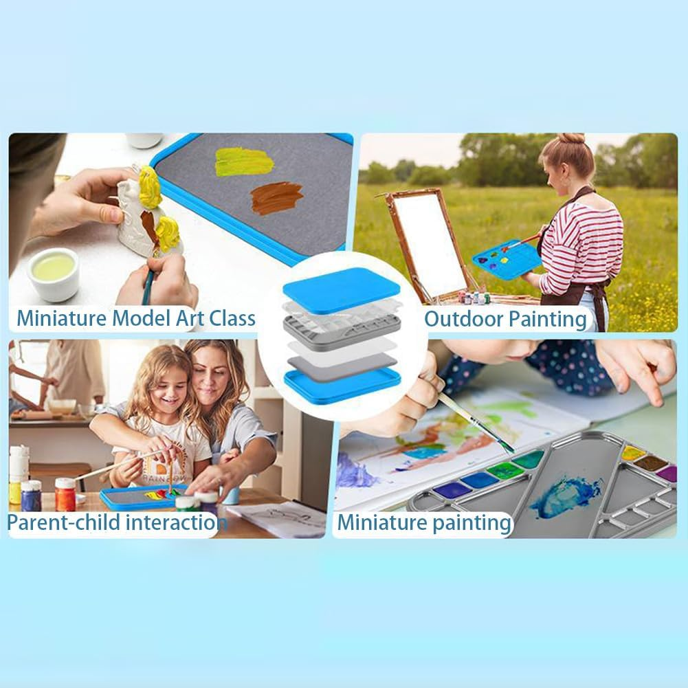 ADTZYLD Stay Wet Palette for Acrylic Miniature Painting Kit 50PCS Paper,2 Sponges,Brush Holder,Paint Saver Tray for Warhammer 40K,Oil & Watercolor - Artist Gift Set (1 Set Wet Palette Original) image number 3