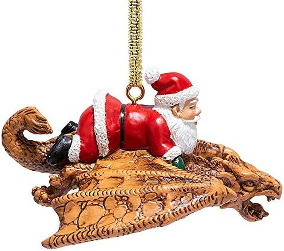 Design Toscano Santa and the Snowdragon 2020 Holiday Gothic Ornament, Individual, Full Color image number 5