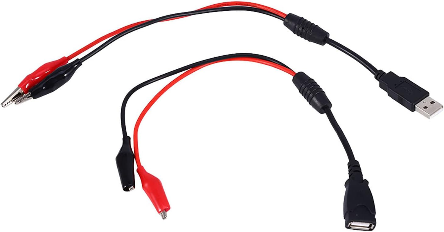 USB to Alligator Clips, USB Cable Tester Red Black Wire Alligator Clip Test Cable Male Female to USB Line for Electrical Circuit Testing image number 2