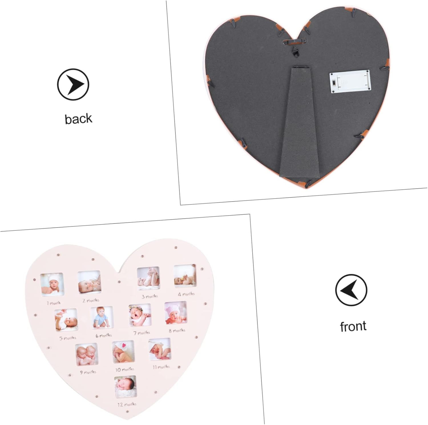 Growth Record Photo Frame for First Year Lighted Heart Shape Picture Frame for Boy Shower Capture Milestones image number 5
