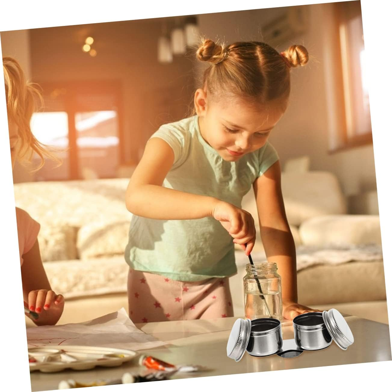 Operitacx 2Pcs Brush Washer Practical Painting Brush Cleaning Pot for Artists Oil Palette Cup Clip Compatible Turpentine Solvents Compact Design for Easy Use image number 2