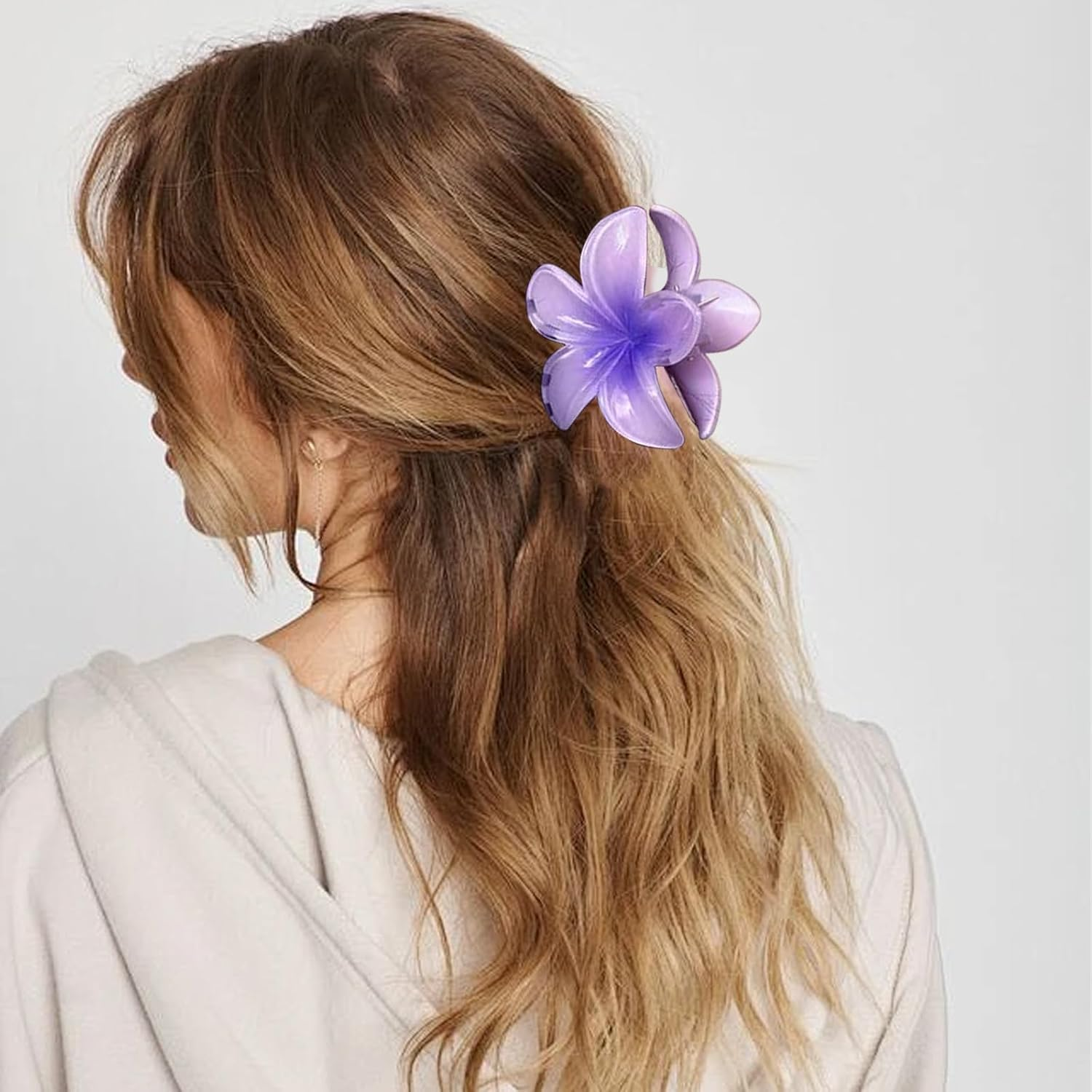 Flower Hair Clips, Pack of 8 Flower Hair Clips, Hawaiian Flower Claw Clips, Large Hair Clips, Non-Slip Flower Hair Clips for Women, Girls, Gifts (8 Colours) image number 6