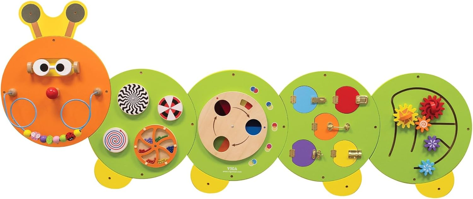 Viga Wooden Caterpillar Wall Toy, Multicolour