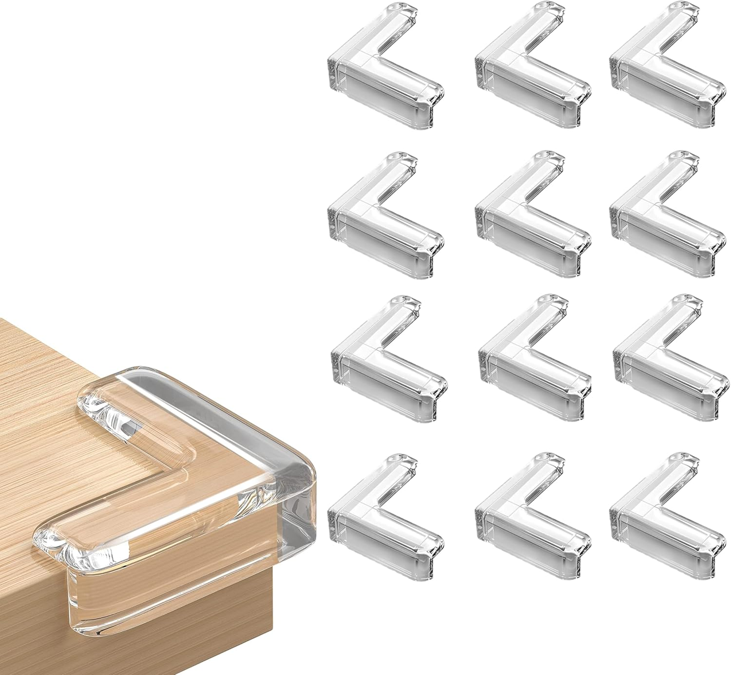 Baby Proofing Corner Guards - 12 Pack L Shape Furniture Safety Bumpers for Sharp Edges, Table & Furniture Corner Covers Protectors with Cushion - Easy Installation for Childproofing image number 5