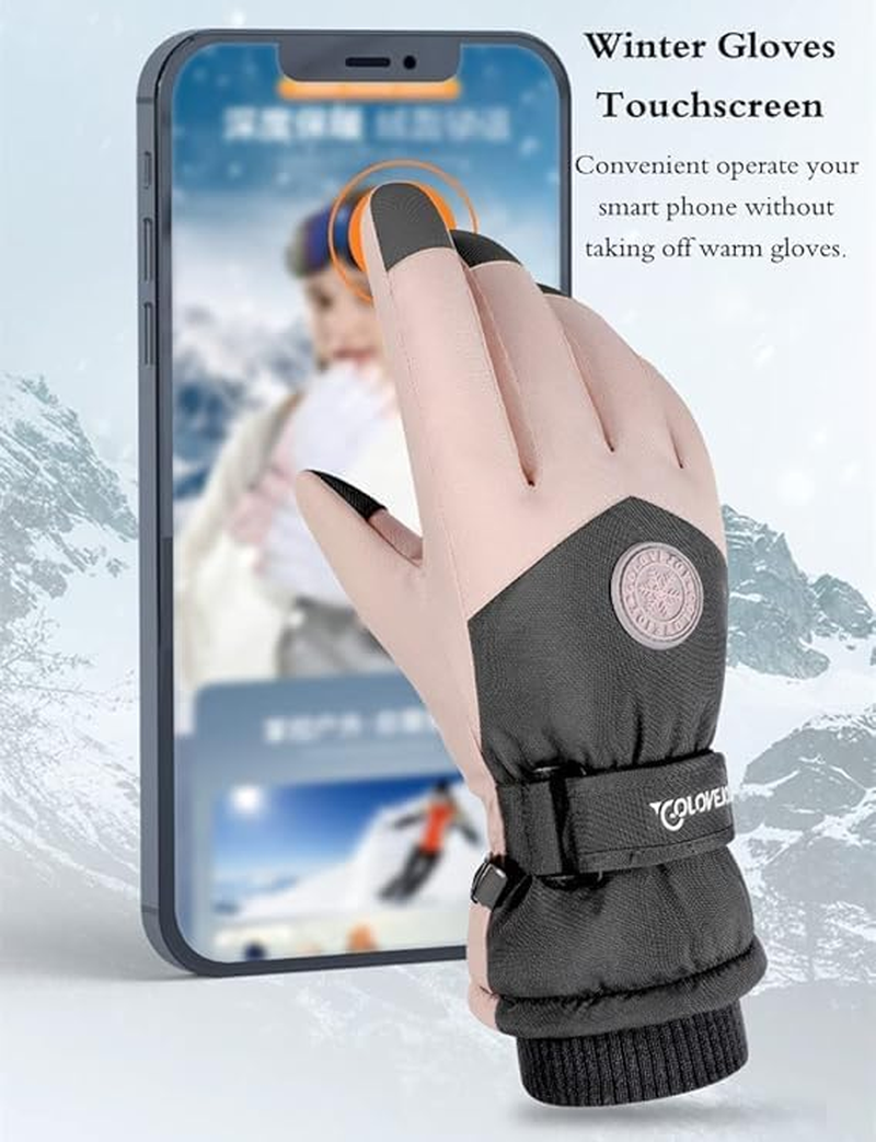Ski & Snow Gloves, Waterproof Touchscreen Cold-Weather Gloves with Thermal Insulation for Skiing, Snowboarding, Cycling, Hiking - Unisex Windproof Hand Warming image number 5