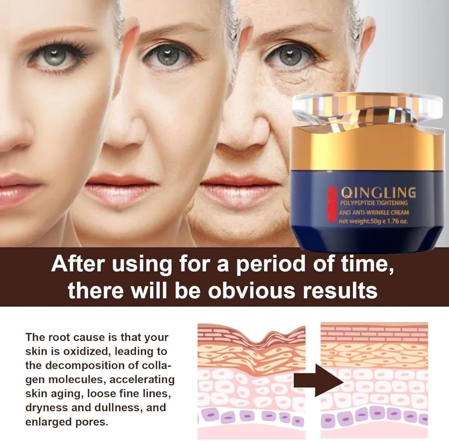 Qing Ling Face Cream, Qing Ling Face Cream anti Peptide, Day & Night Moisturizing Facial for Women & Men (1Pcs) image number 1