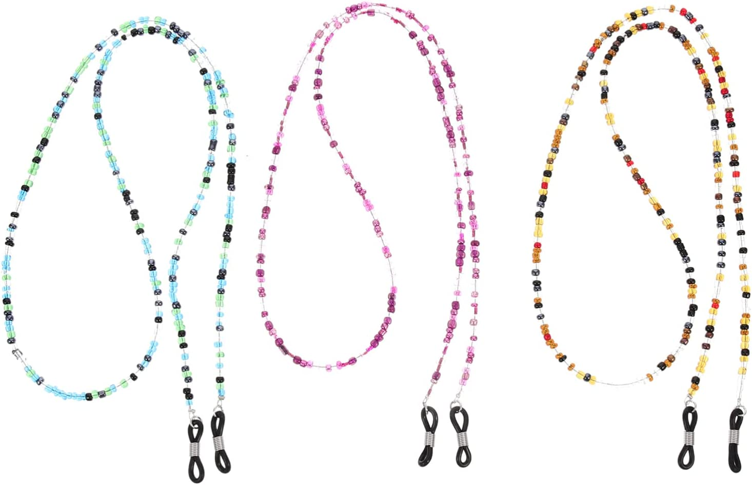 POPETPOP 3Pcs Beaded Eyeglass Chains Glasses Hanging Ropes Glasses String Holder Face Cover Neck Lanyard Sunglasses Chain Cord Eyewear Retainer Strap image number 2