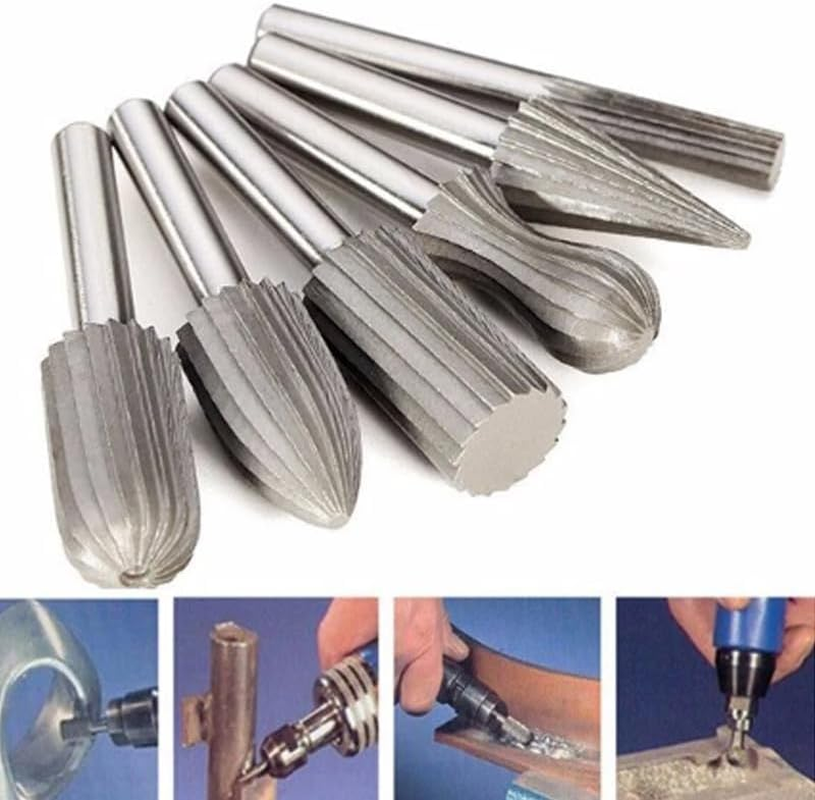 AIMALL 6/12PCS Tungsten Steel Carbide Burrs for Rotary Drill Bit Die Grinder 6Mm Shank, Ideal for Resin, Plastic, Ceramic, Soft Metal & Stone image number 2