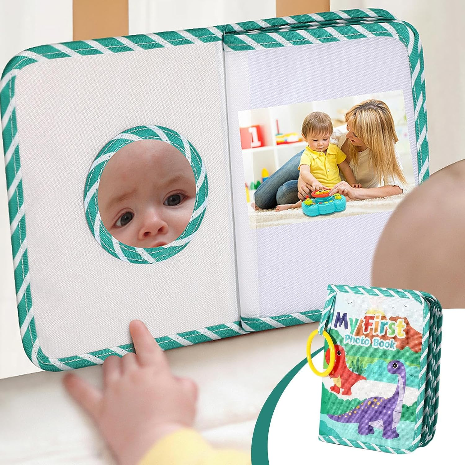 Baby First Photo Book - Keepsake with Mirror | Toddler First Family Album - for Cribs Bedtime Bedroom Holiday Strollers Home Travel Sleep Pregnancy Girls Boys Parents image number 2