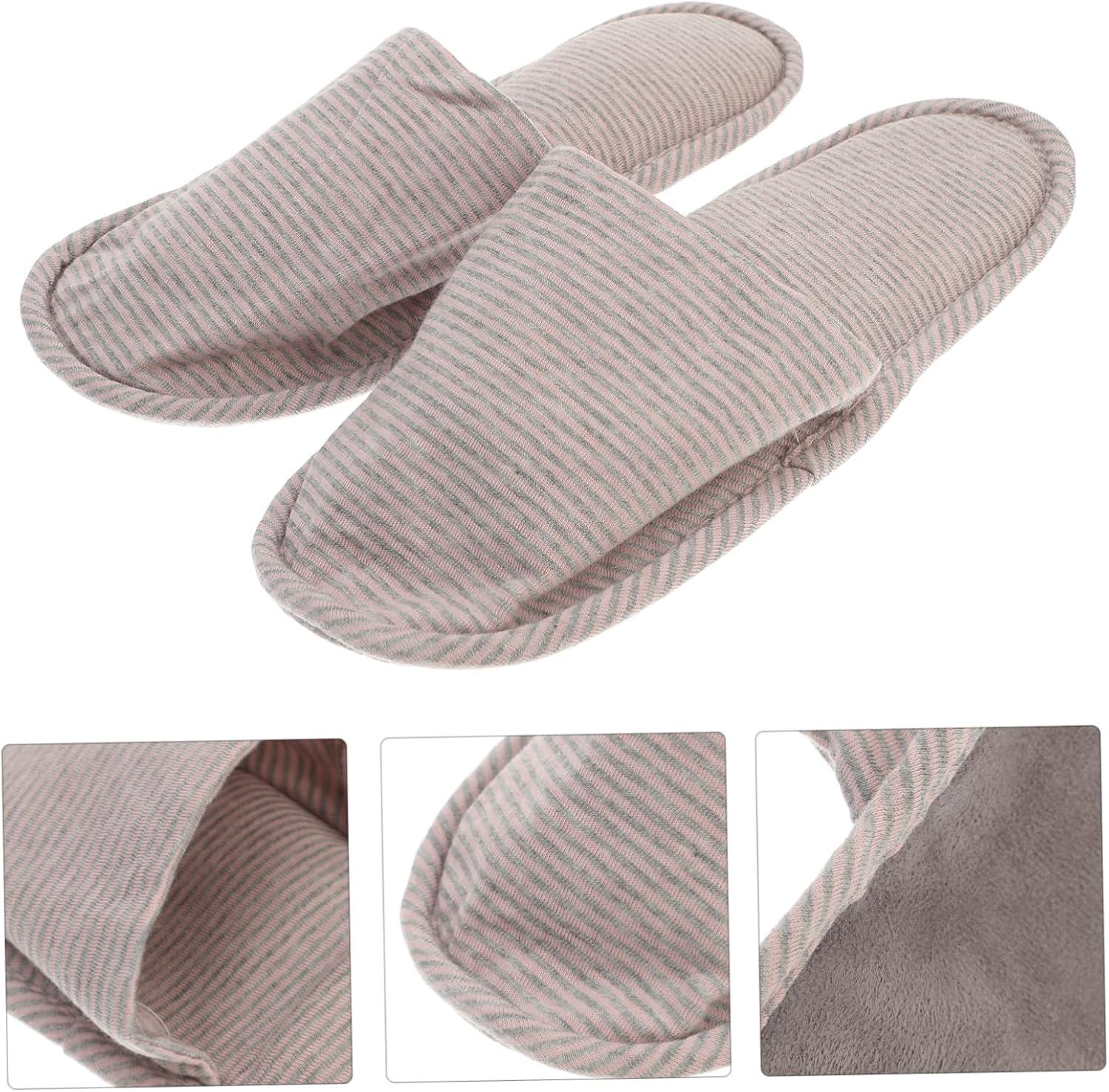 1 Pair Portable Foldable Slippers Storage Bag Lightweight Cotton Slippers Open Toe Soft Sole Suitable for Hotel and Travel White image number 3